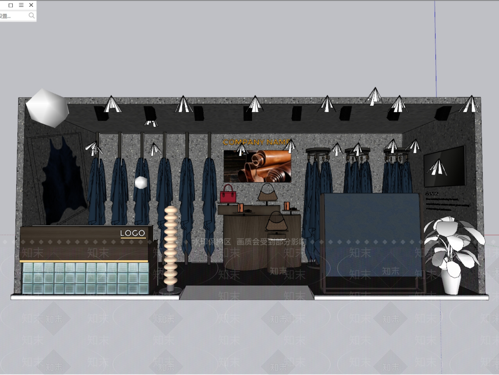 现代轻奢服装店SU模型下载【ID:1185326747】