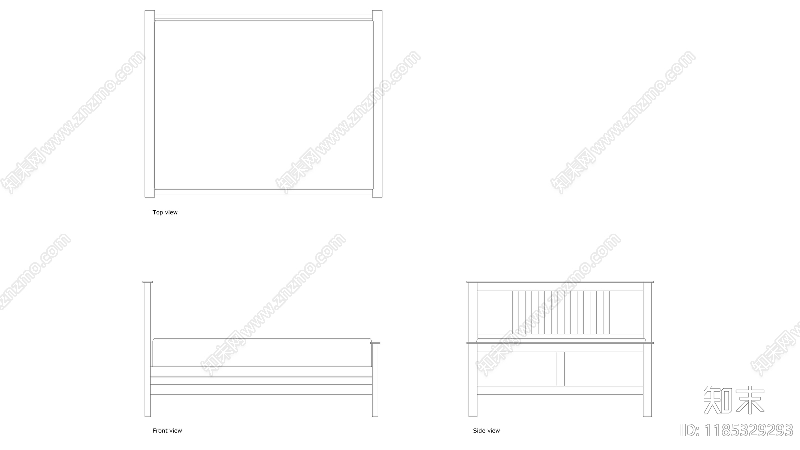 现代床施工图下载【ID:1185329293】