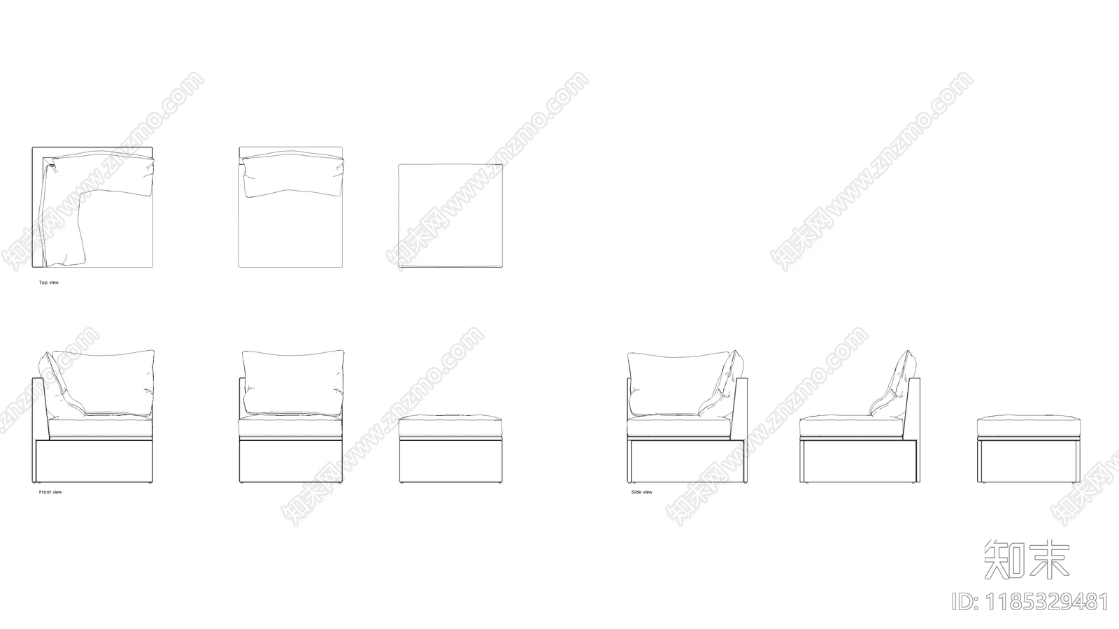 现代沙发施工图下载【ID:1185329481】