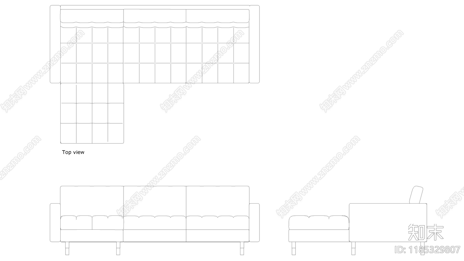 现代沙发施工图下载【ID:1185329807】