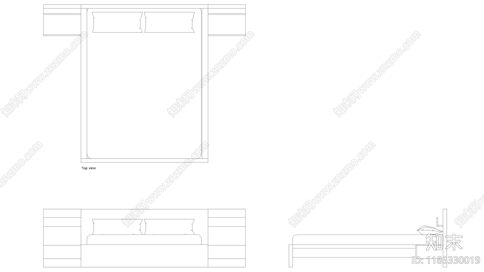 现代床施工图下载【ID:1185330019】