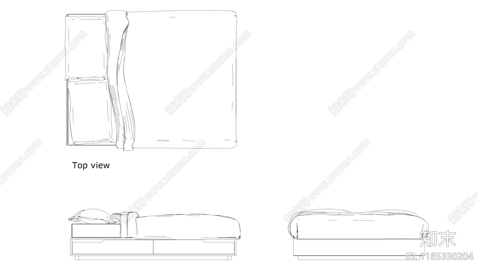 现代床施工图下载【ID:1185330204】