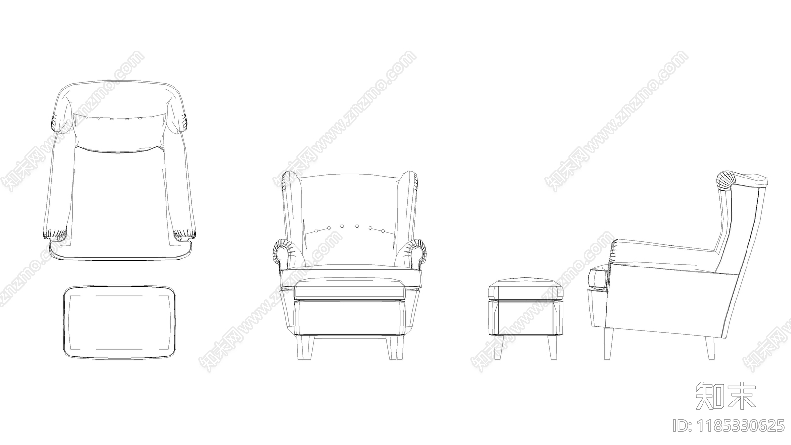 现代椅子施工图下载【ID:1185330625】