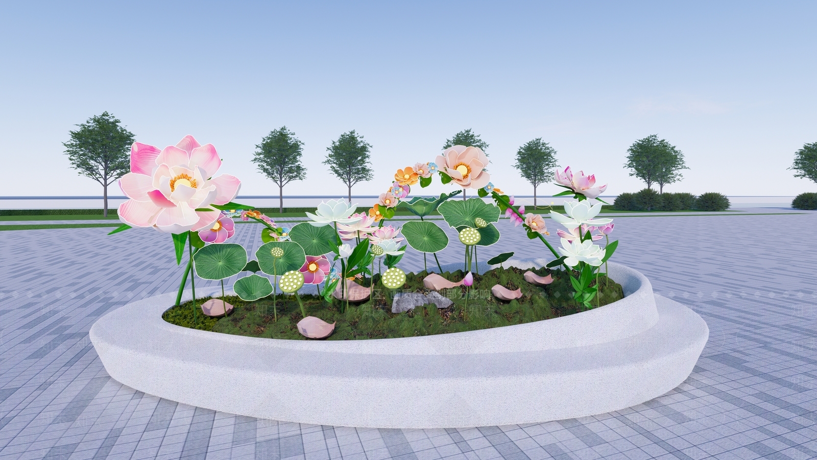 现代商业景观SU模型下载【ID:1185333766】