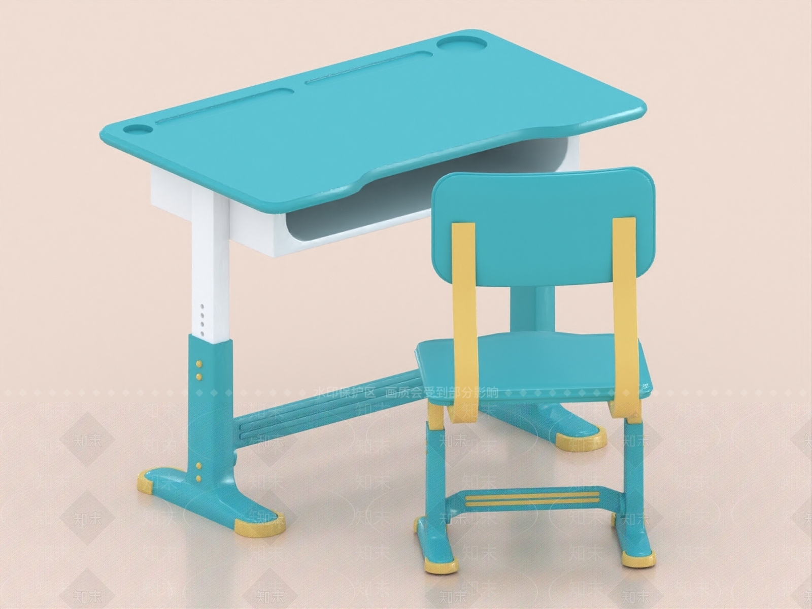 现代儿童桌椅3D模型下载【ID:1185334477】