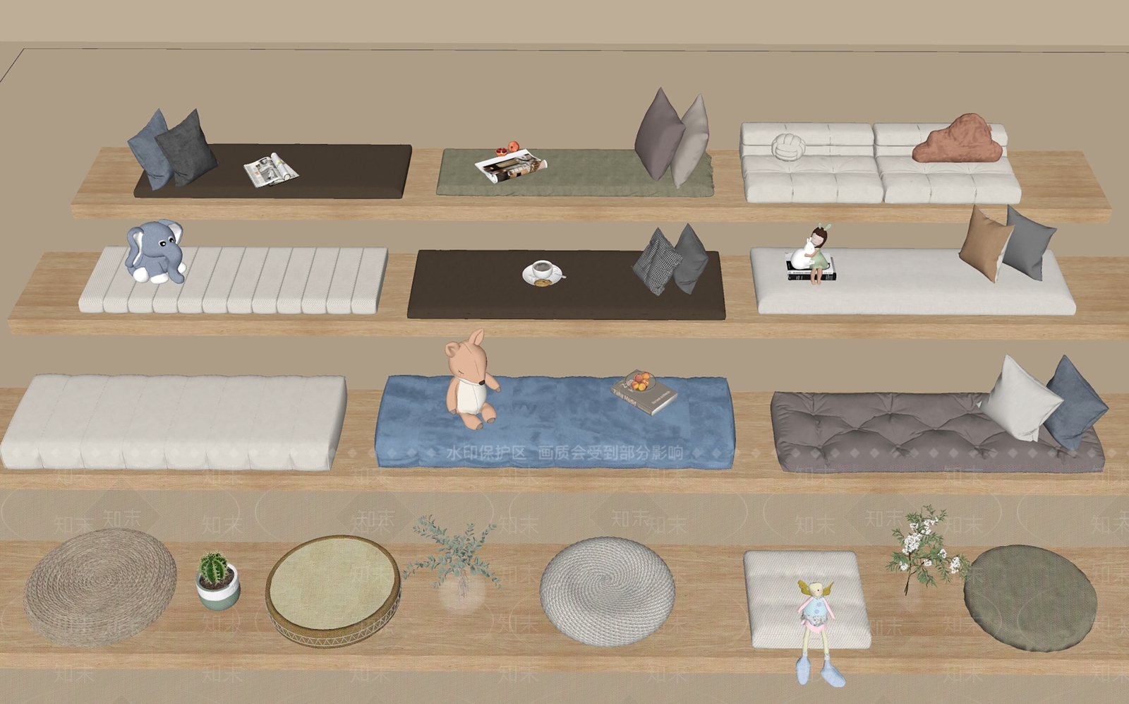 现代坐垫SU模型下载【ID:1185337444】