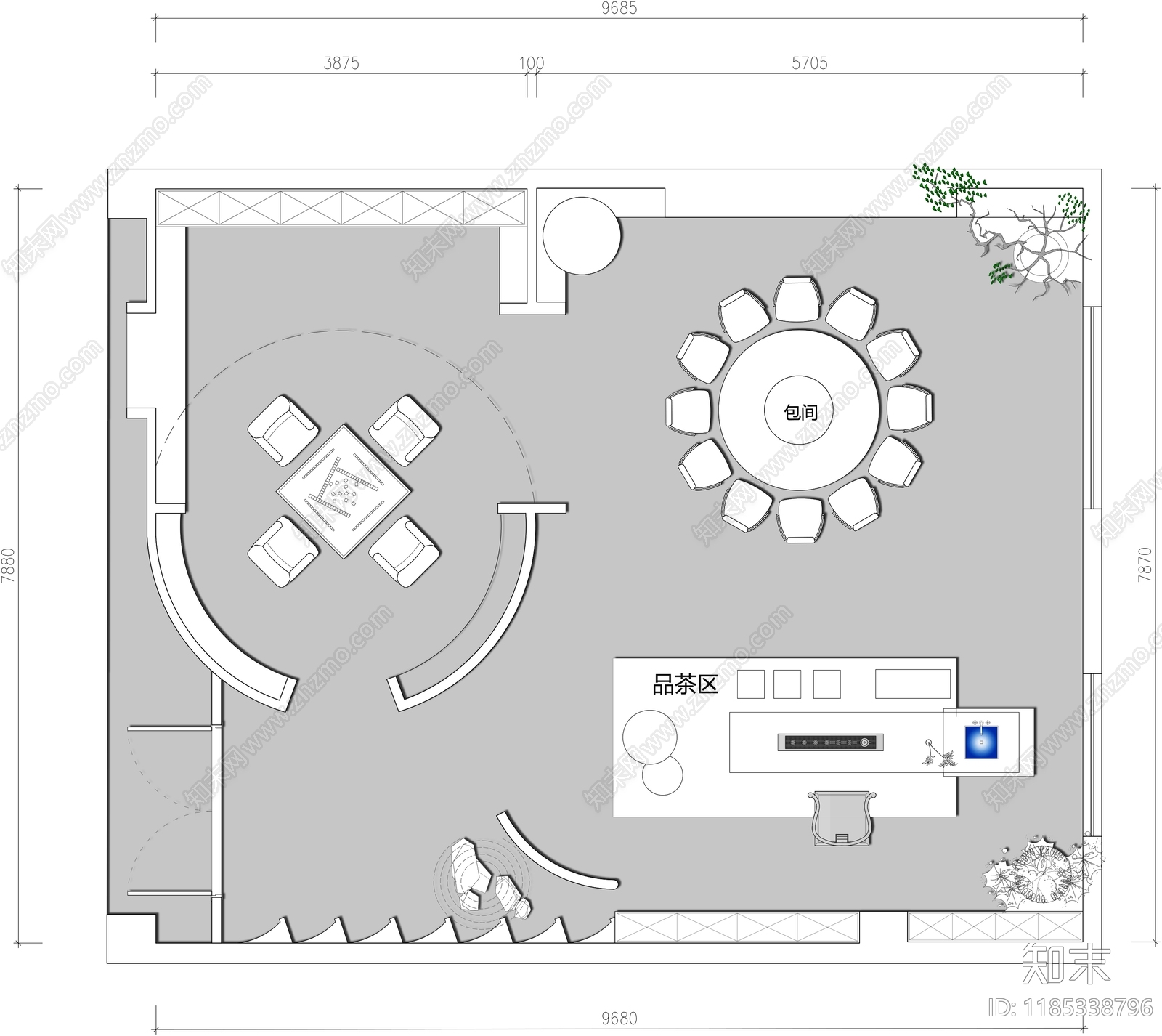 现代会所cad施工图下载【ID:1185338796】