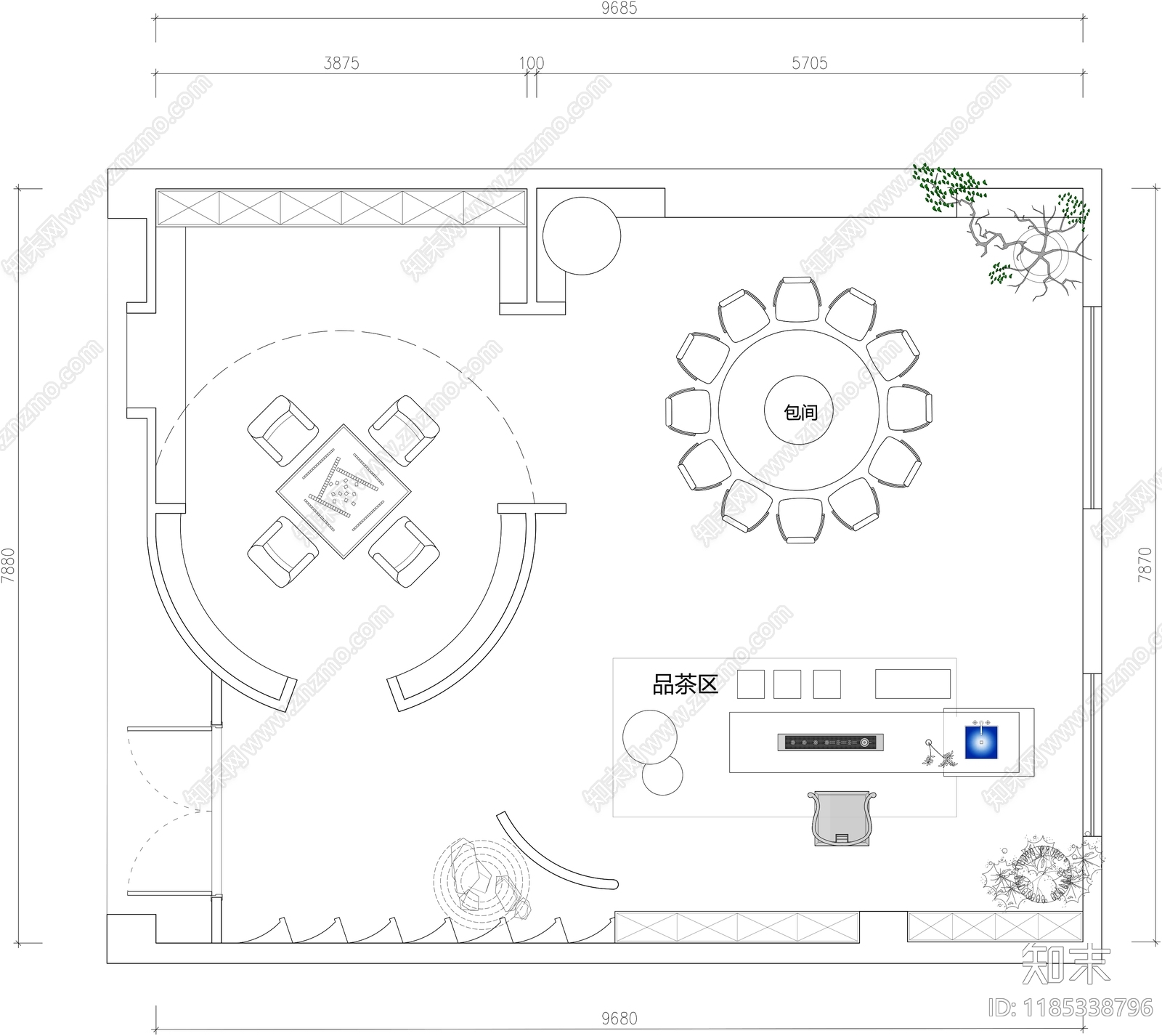 现代会所cad施工图下载【ID:1185338796】