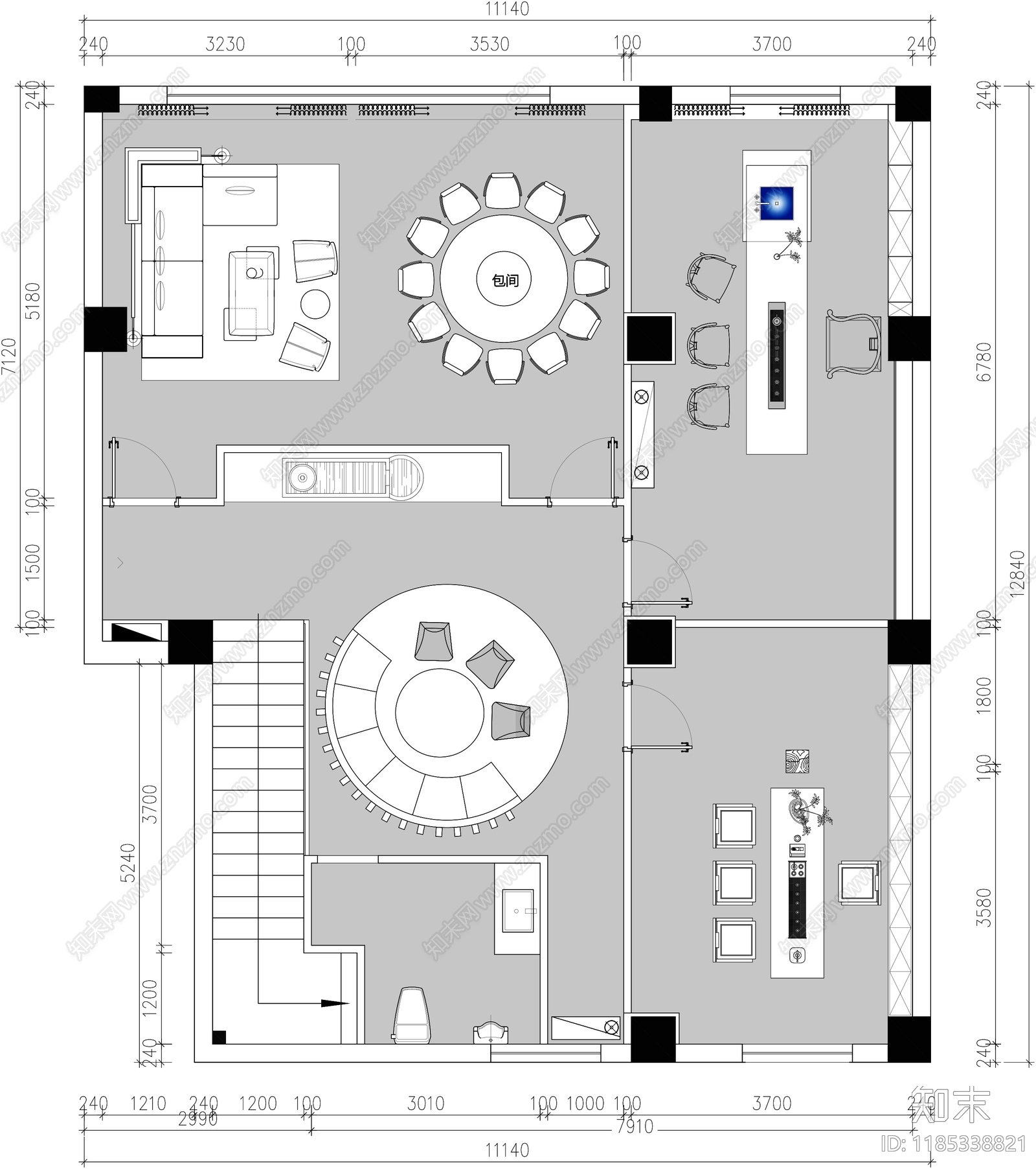 现代会所cad施工图下载【ID:1185338821】