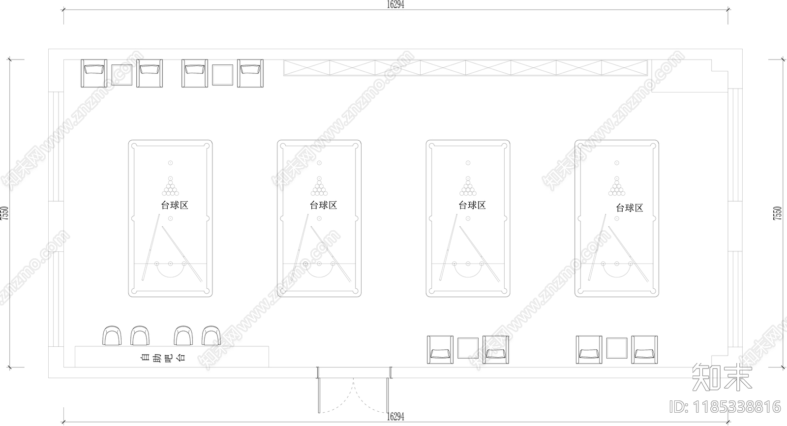 现代其他休闲娱乐空间cad施工图下载【ID:1185338816】
