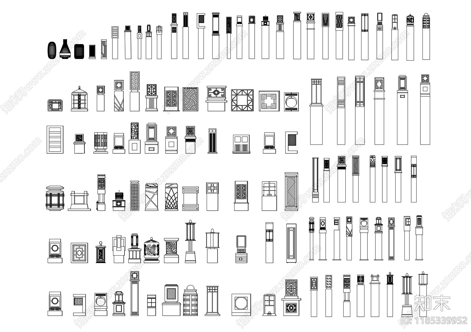 现代灯具图库施工图下载【ID:1185339952】
