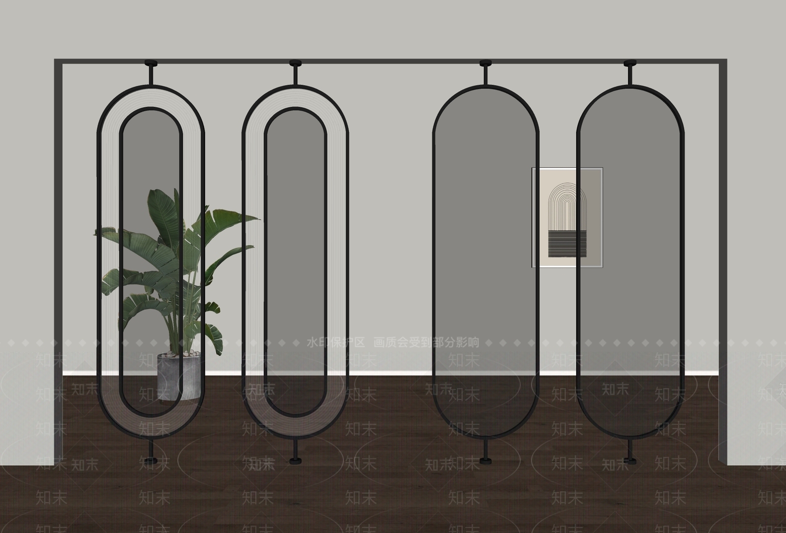 现代隔断SU模型下载【ID:1185340268】
