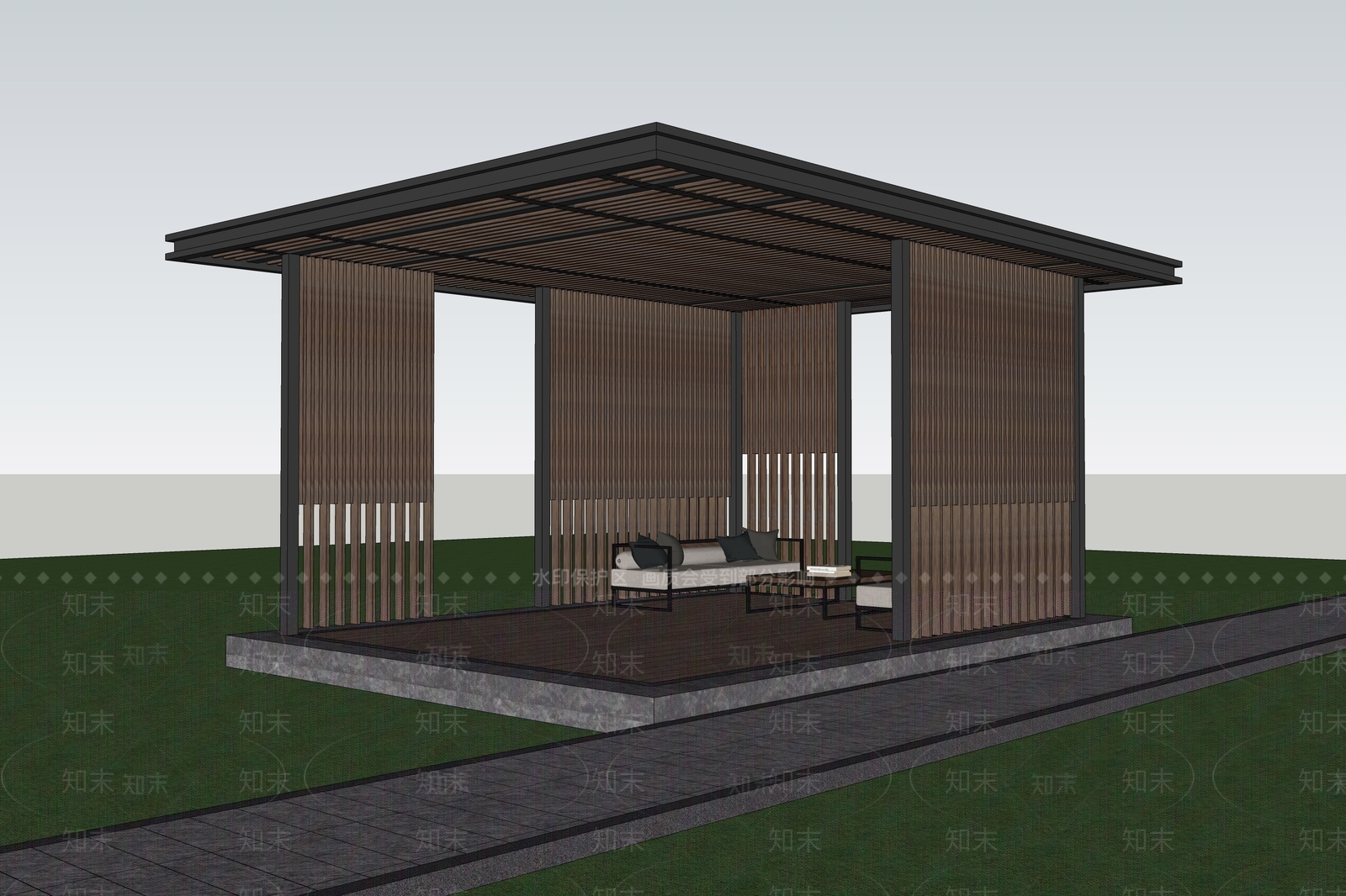 现代亭子SU模型下载【ID:1185347895】