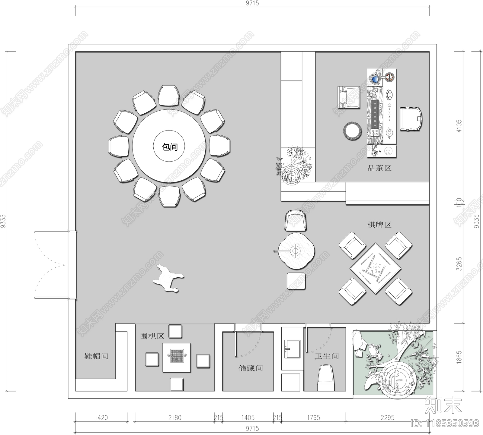 现代会所cad施工图下载【ID:1185350593】