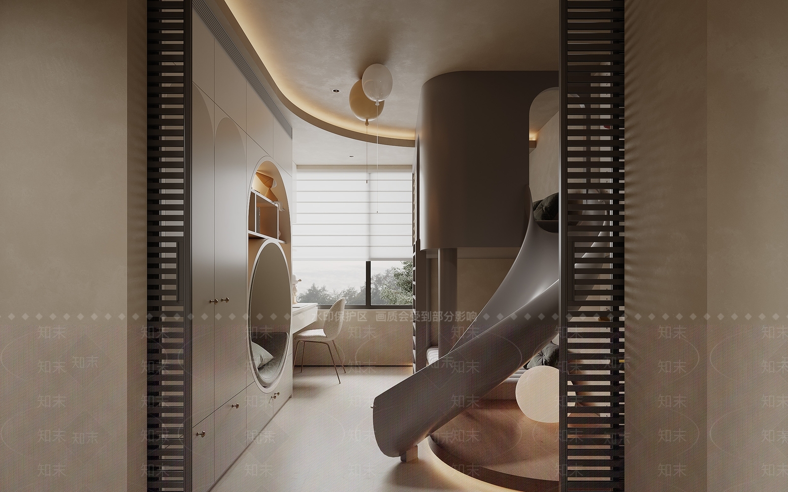 现代复古诧寂小孩房3D模型下载【ID:1185351830】