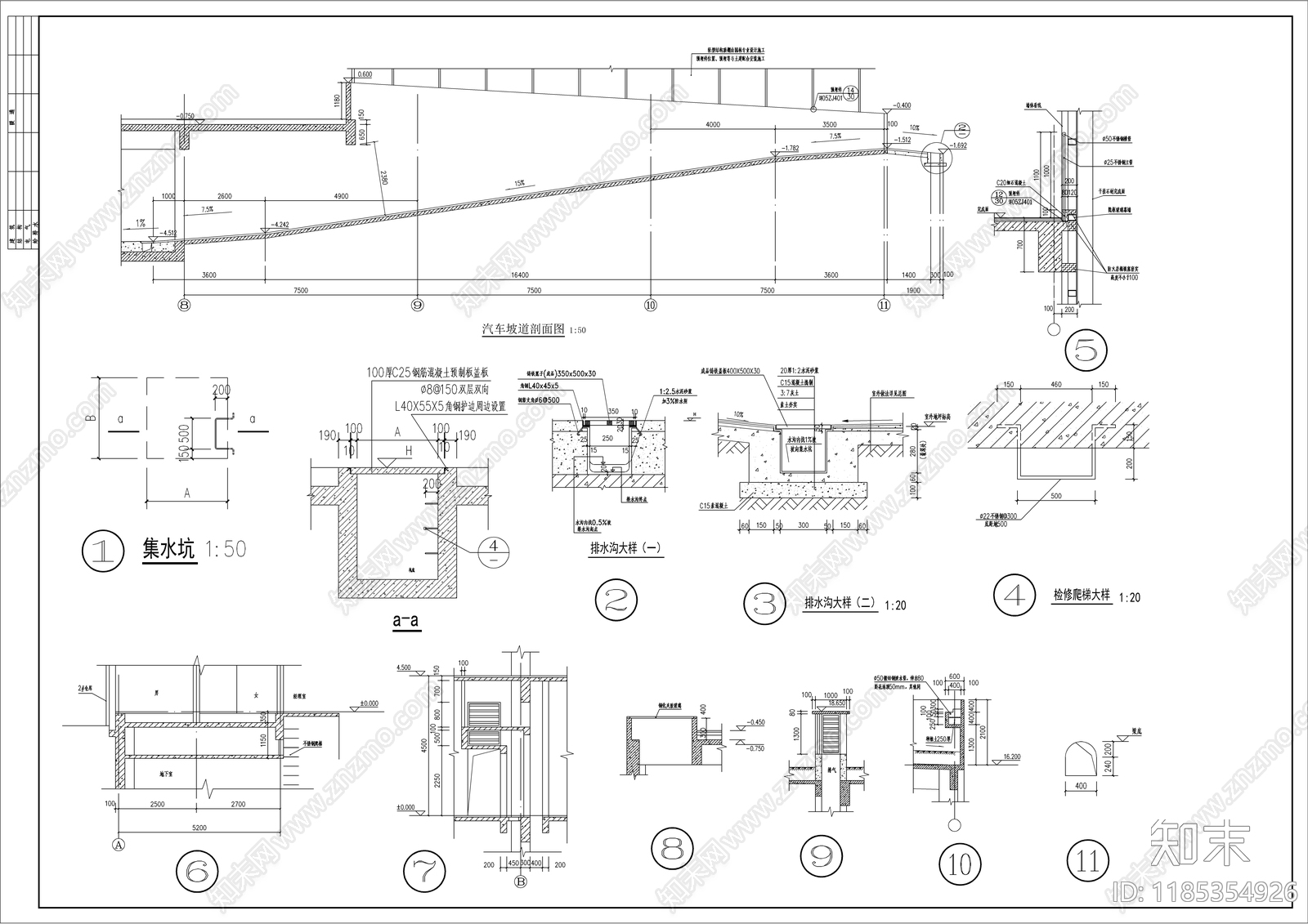 现代产业园建筑cad施工图下载【ID:1185354926】