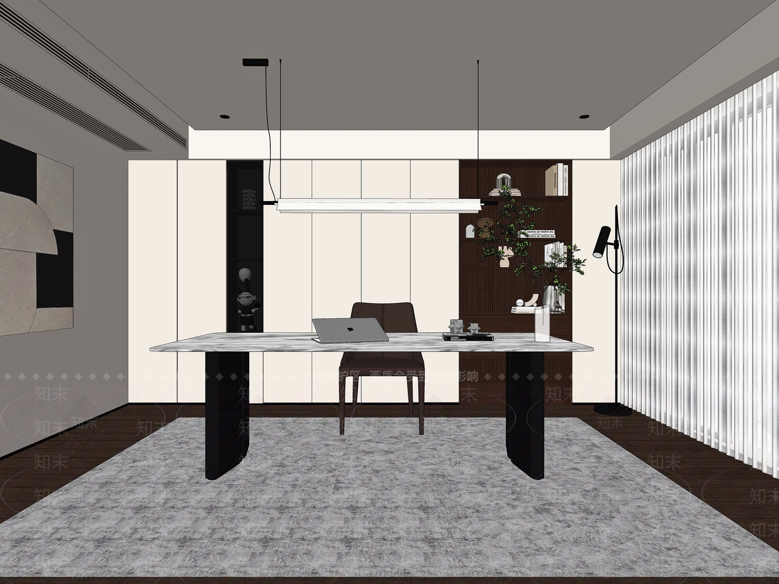 现代简约书房SU模型下载【ID:1185356283】