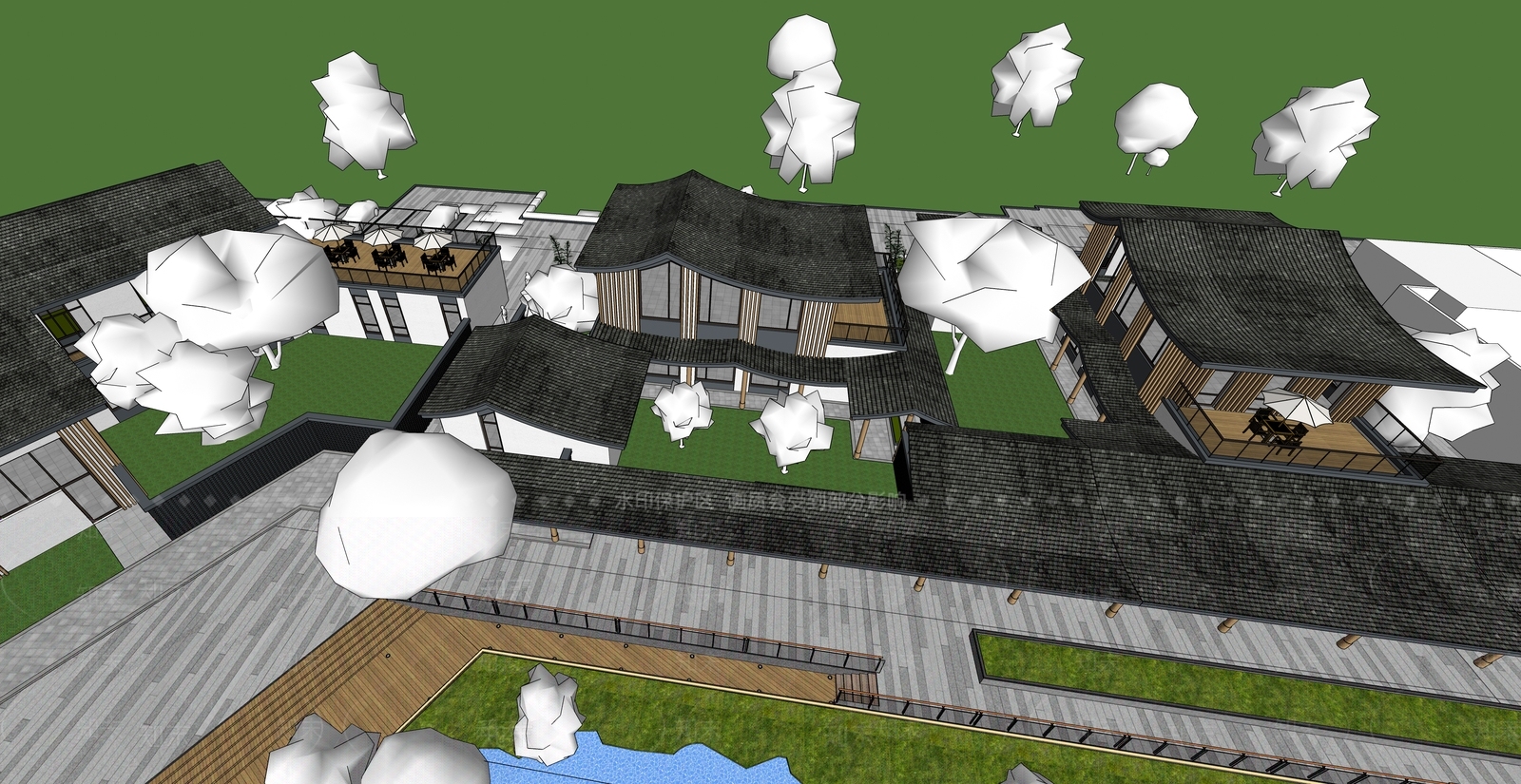 现代新中式小公建SU模型下载【ID:1185357558】