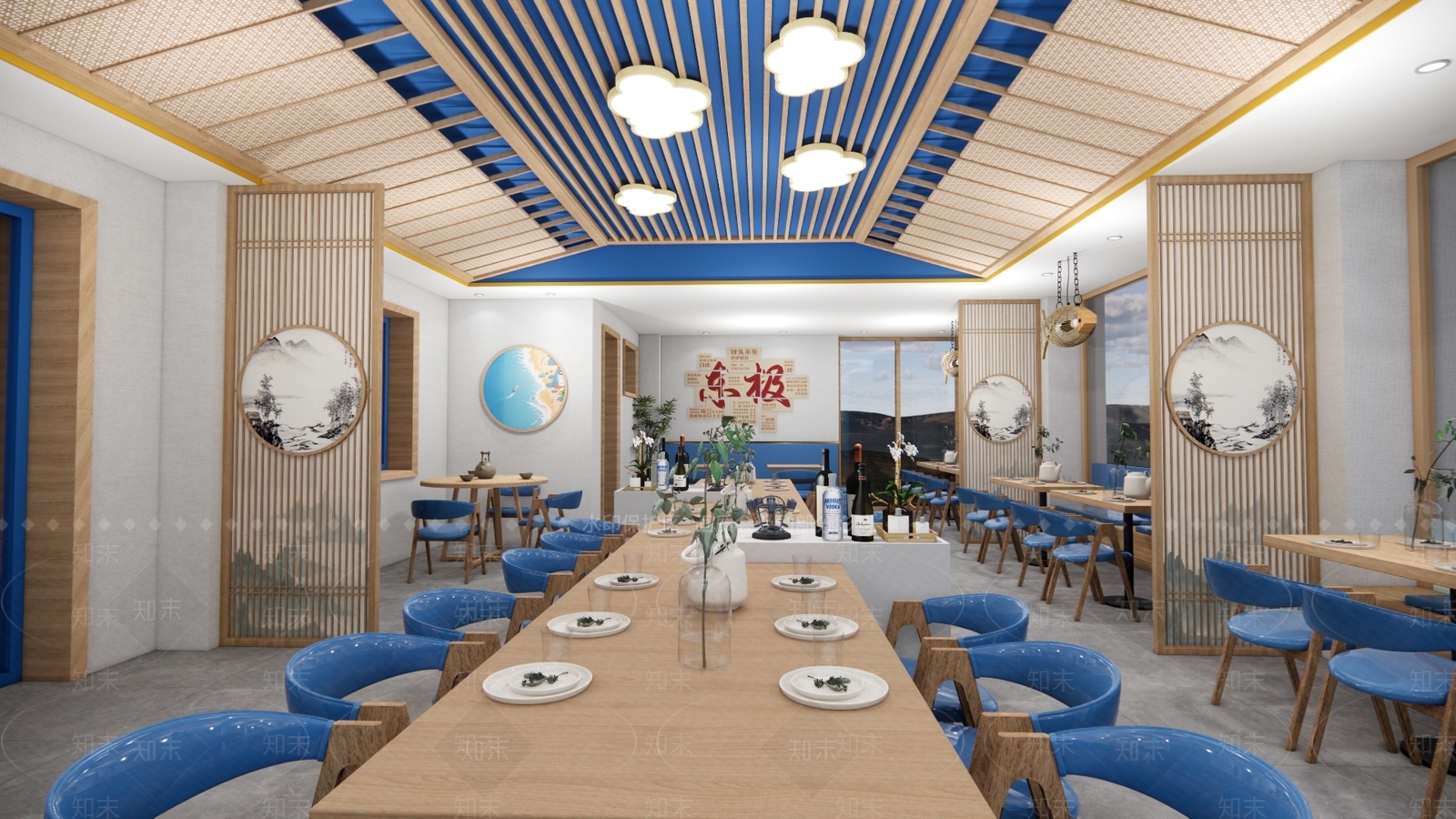 新中式中餐厅SU模型下载【ID:1185359296】