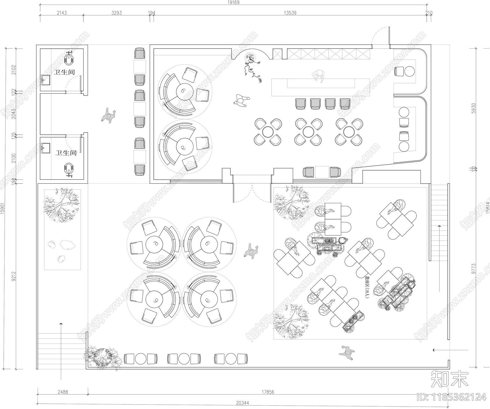 现代其他餐饮空间cad施工图下载【ID:1185362124】