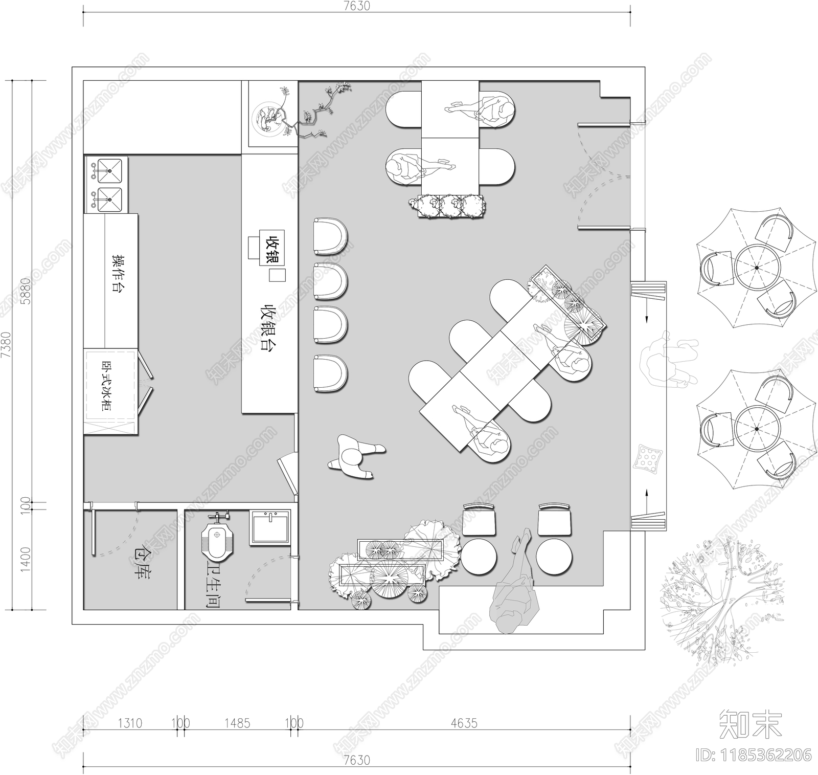 现代其他餐饮空间施工图下载【ID:1185362206】
