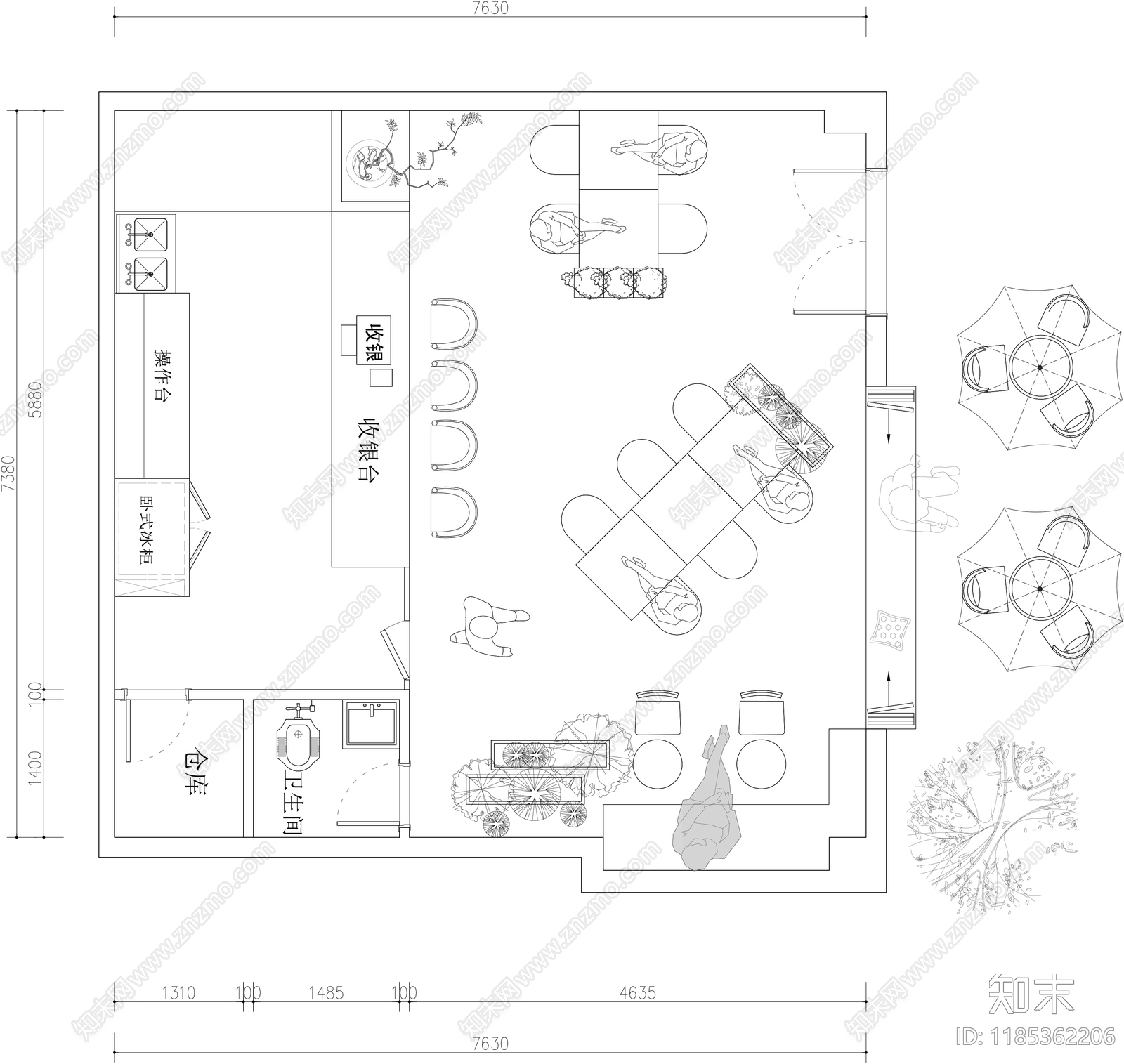 现代其他餐饮空间cad施工图下载【ID:1185362206】
