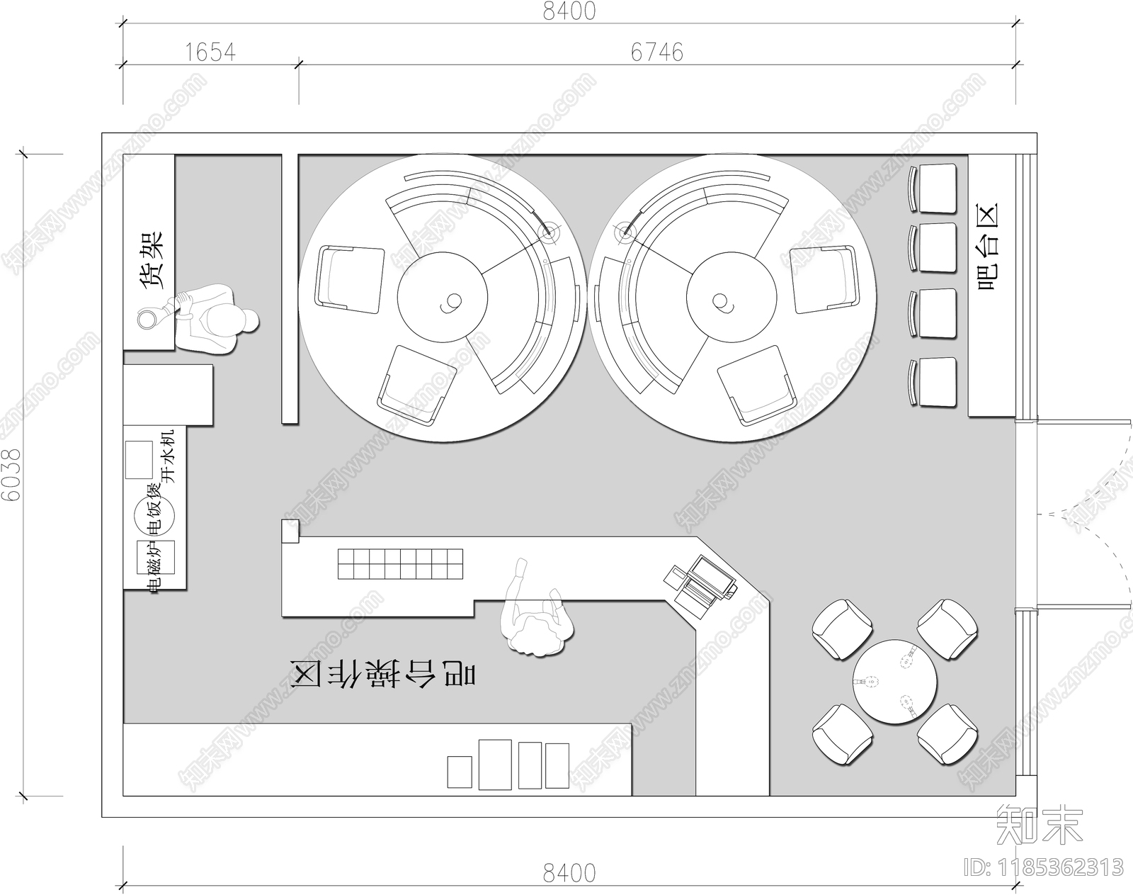 现代其他餐饮空间cad施工图下载【ID:1185362313】