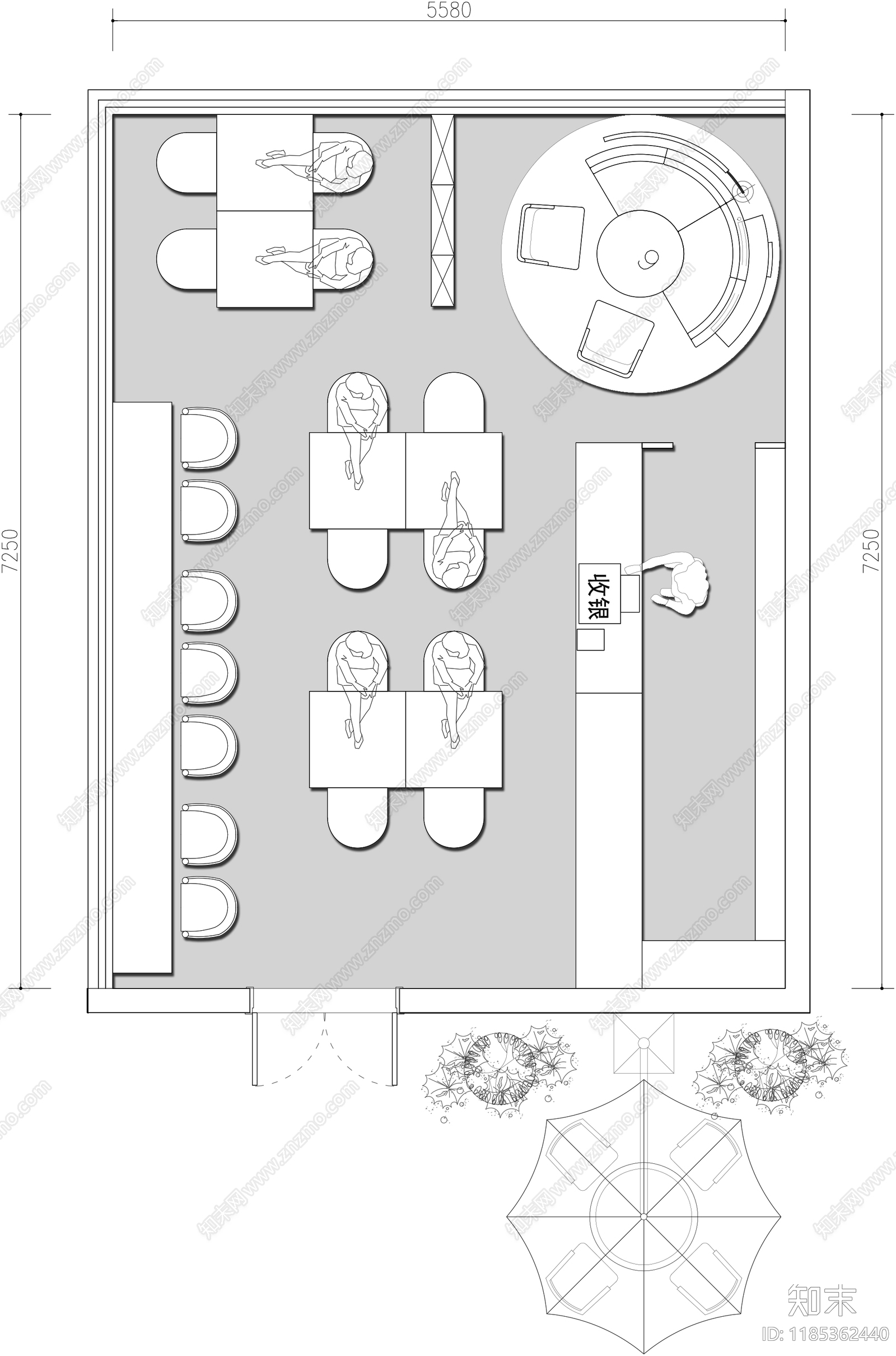 现代其他餐饮空间cad施工图下载【ID:1185362440】