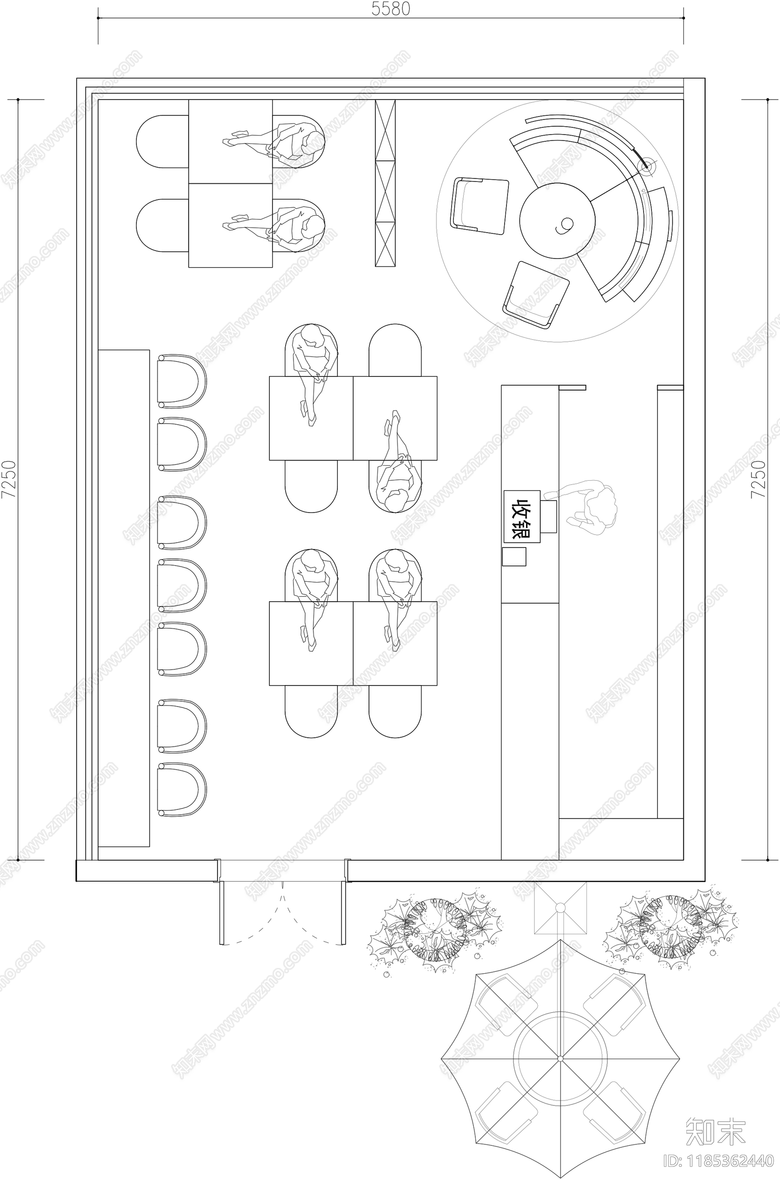 现代其他餐饮空间cad施工图下载【ID:1185362440】
