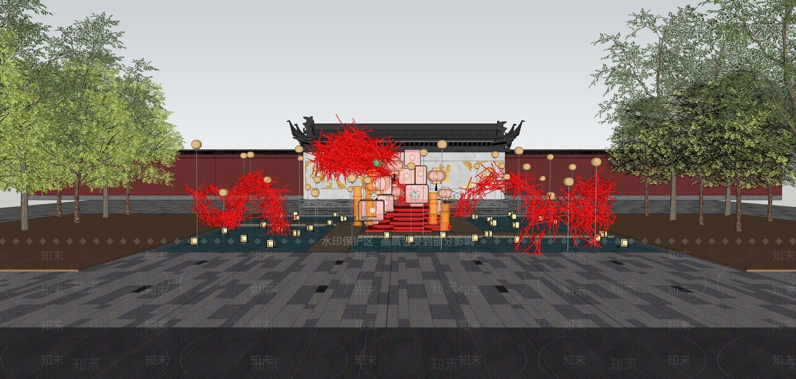 新中式景观灯SU模型下载【ID:1185366832】