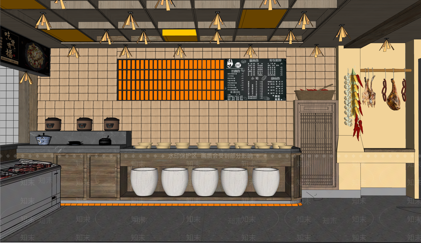 新中式中式中餐厅SU模型下载【ID:1185370312】