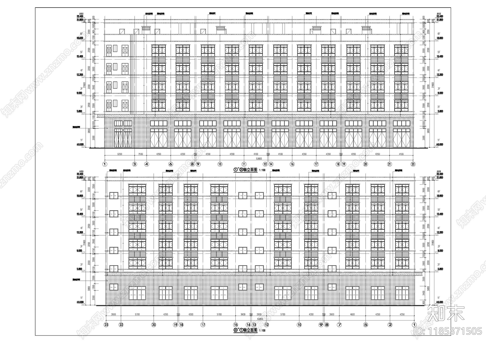 现代简约酒店建筑施工图下载【ID:1185371505】