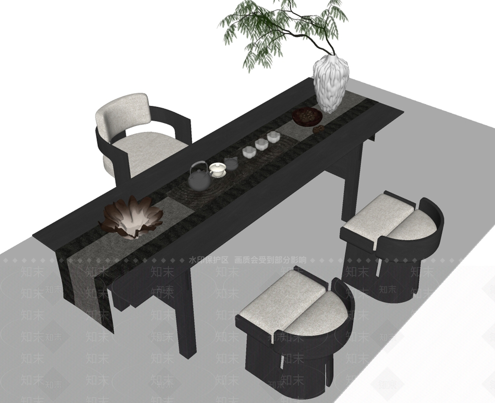 意式茶桌椅SU模型下载【ID:1185371406】