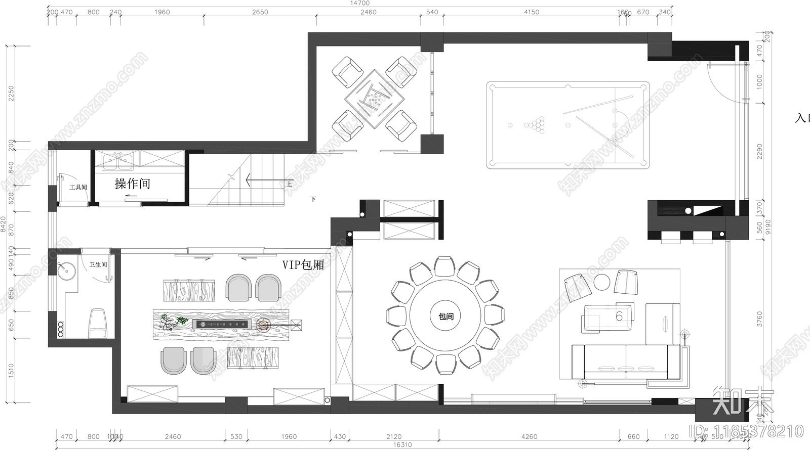 现代会所cad施工图下载【ID:1185378210】
