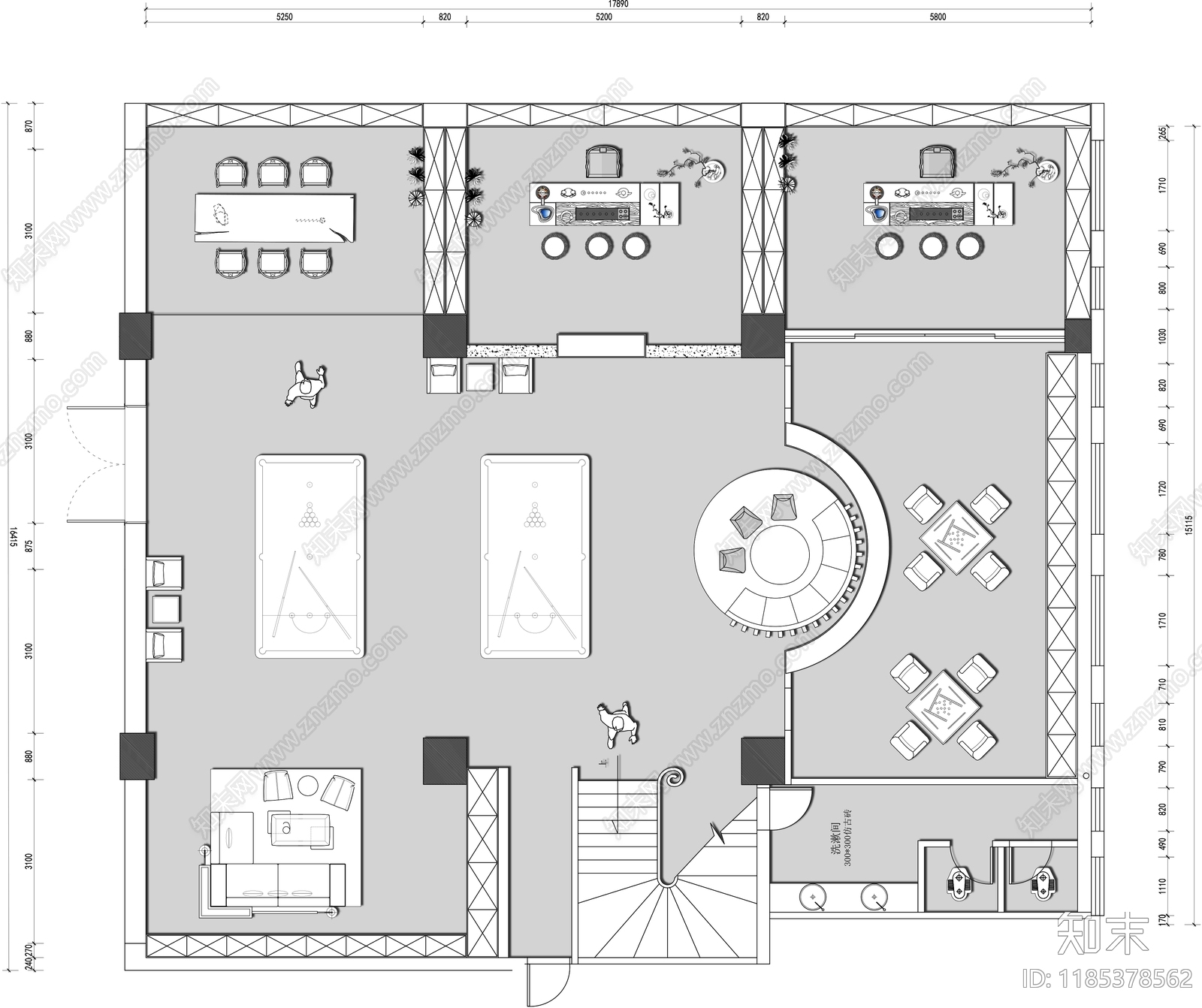 现代会所cad施工图下载【ID:1185378562】