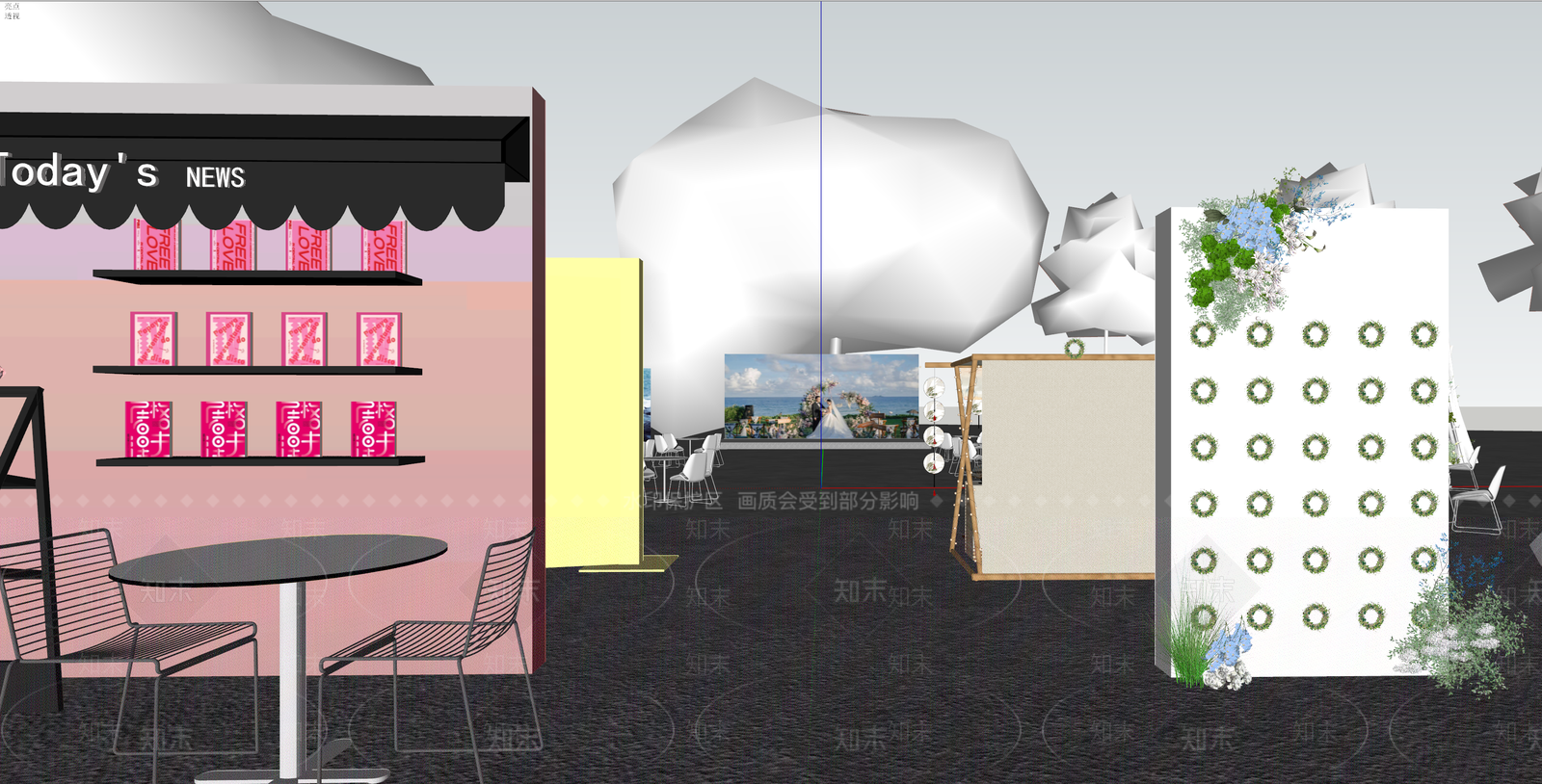 现代广场景观SU模型下载【ID:1185379099】