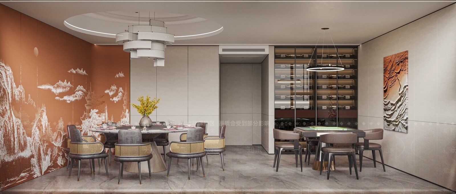 新中式中餐厅3D模型下载【ID:1185379570】