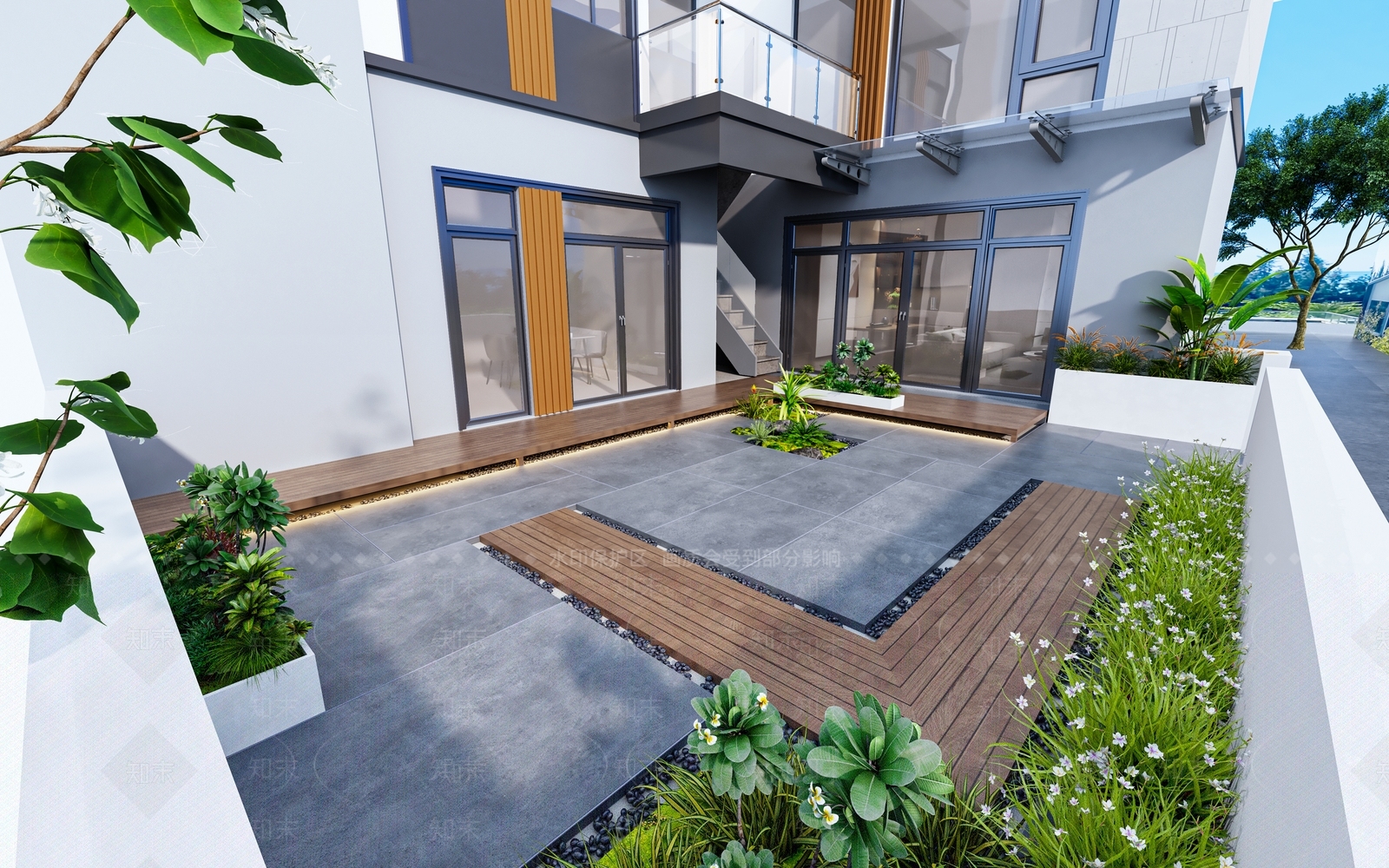 现代庭院3D模型下载【ID:1185380609】