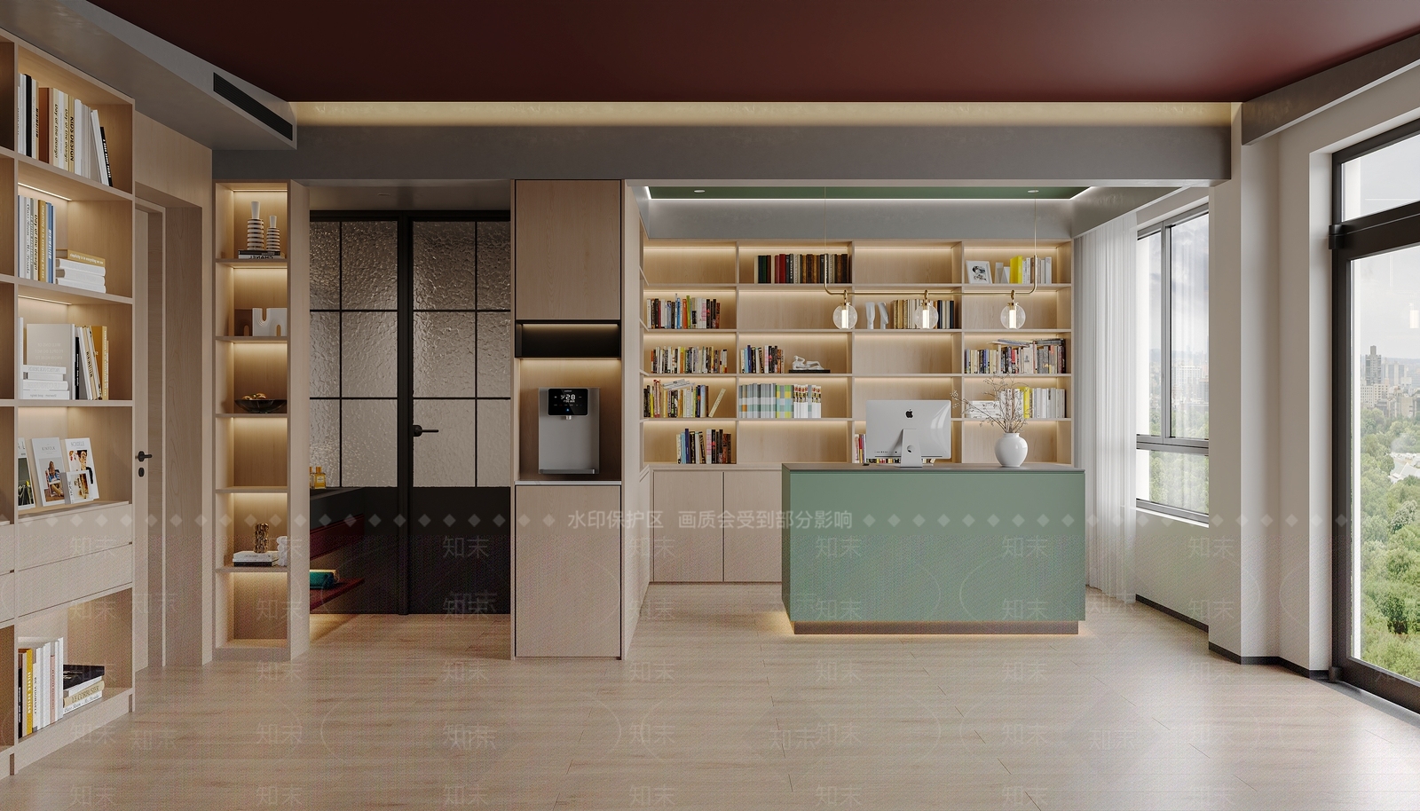 现代原木休息区3D模型下载【ID:1185382505】