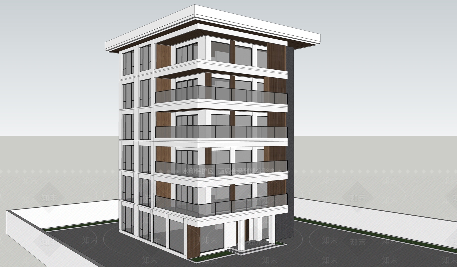 现代多层住宅SU模型下载【ID:1185382466】