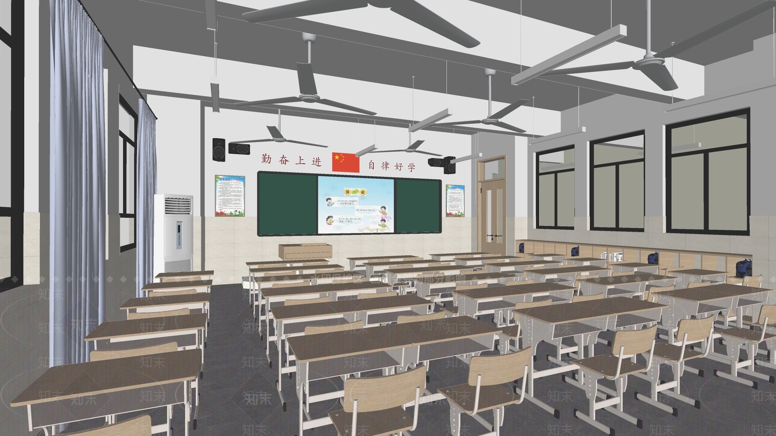 现代教室SU模型下载【ID:1185382887】