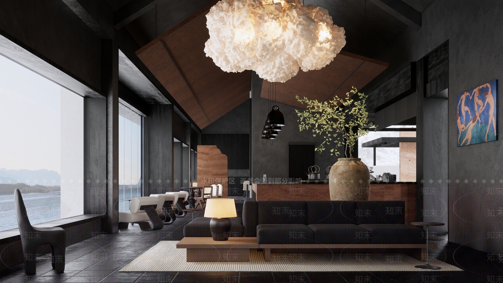 现代复古茶餐厅SU模型下载【ID:1185384791】