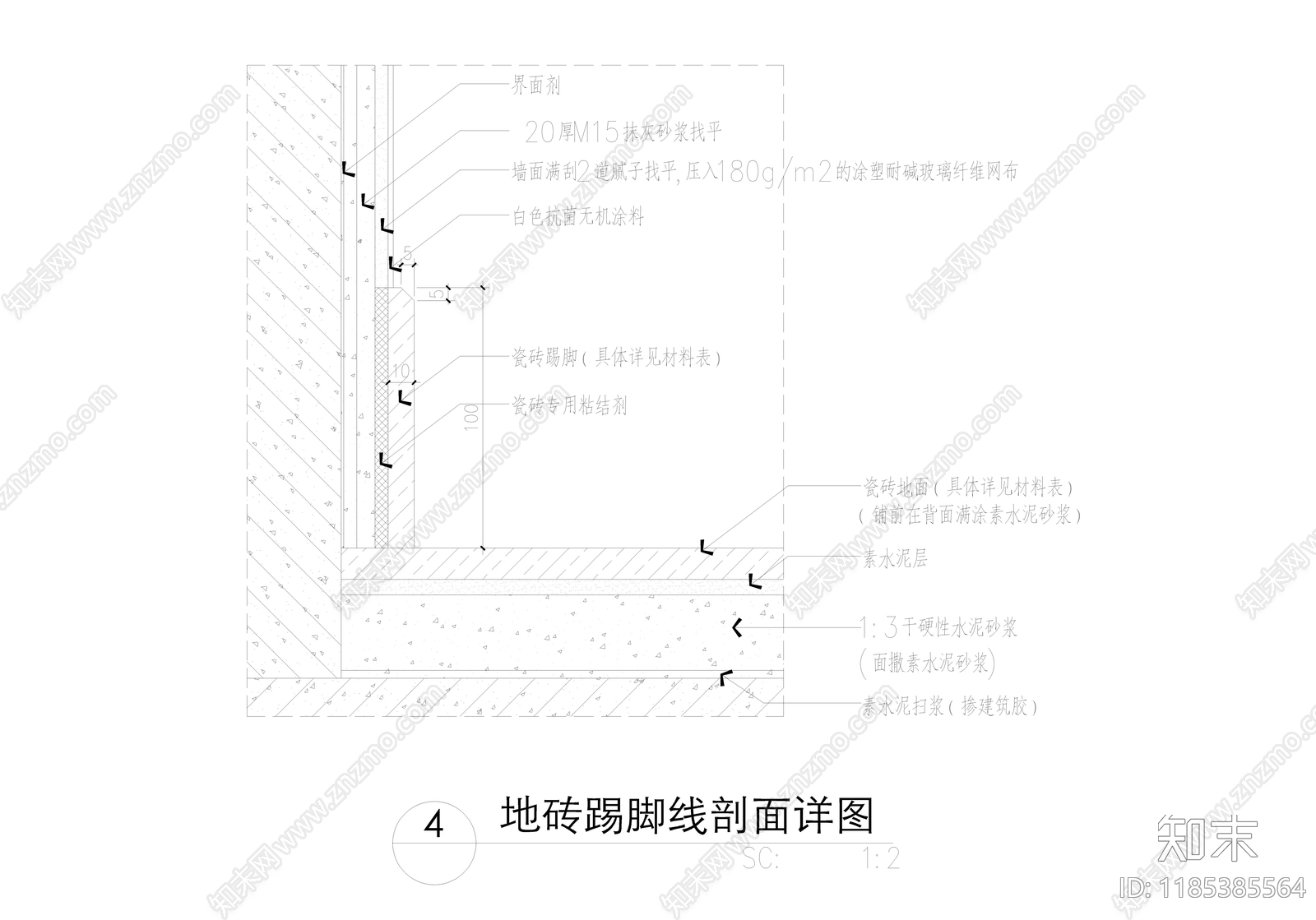 现代新中式墙面节点施工图下载【ID:1185385564】