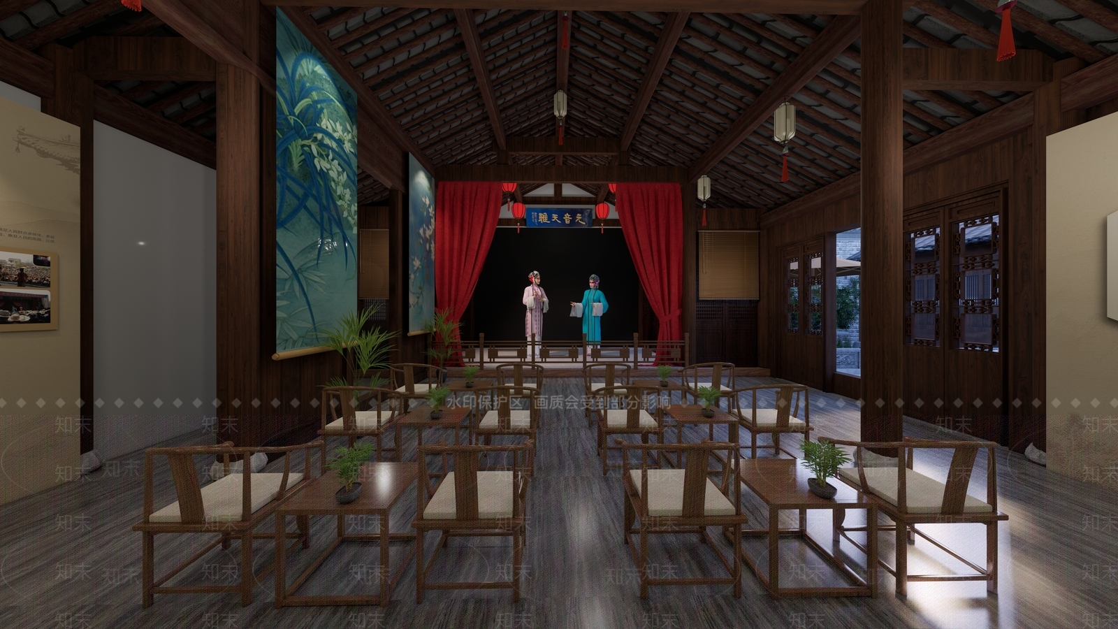 新中式中式博物馆SU模型下载【ID:1185397556】