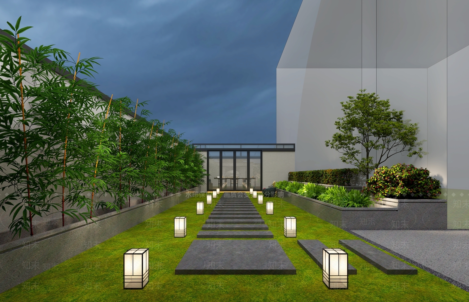 现代住宅景观3D模型下载【ID:1185390329】