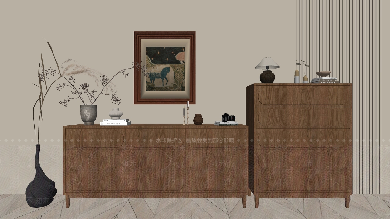 现代原木斗柜SU模型下载【ID:1185399306】