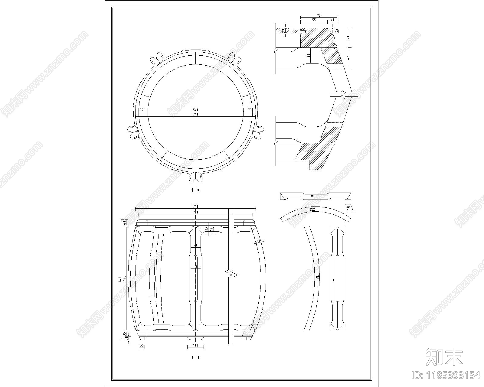 中式新中式综合家具图库施工图下载【ID:1185393154】