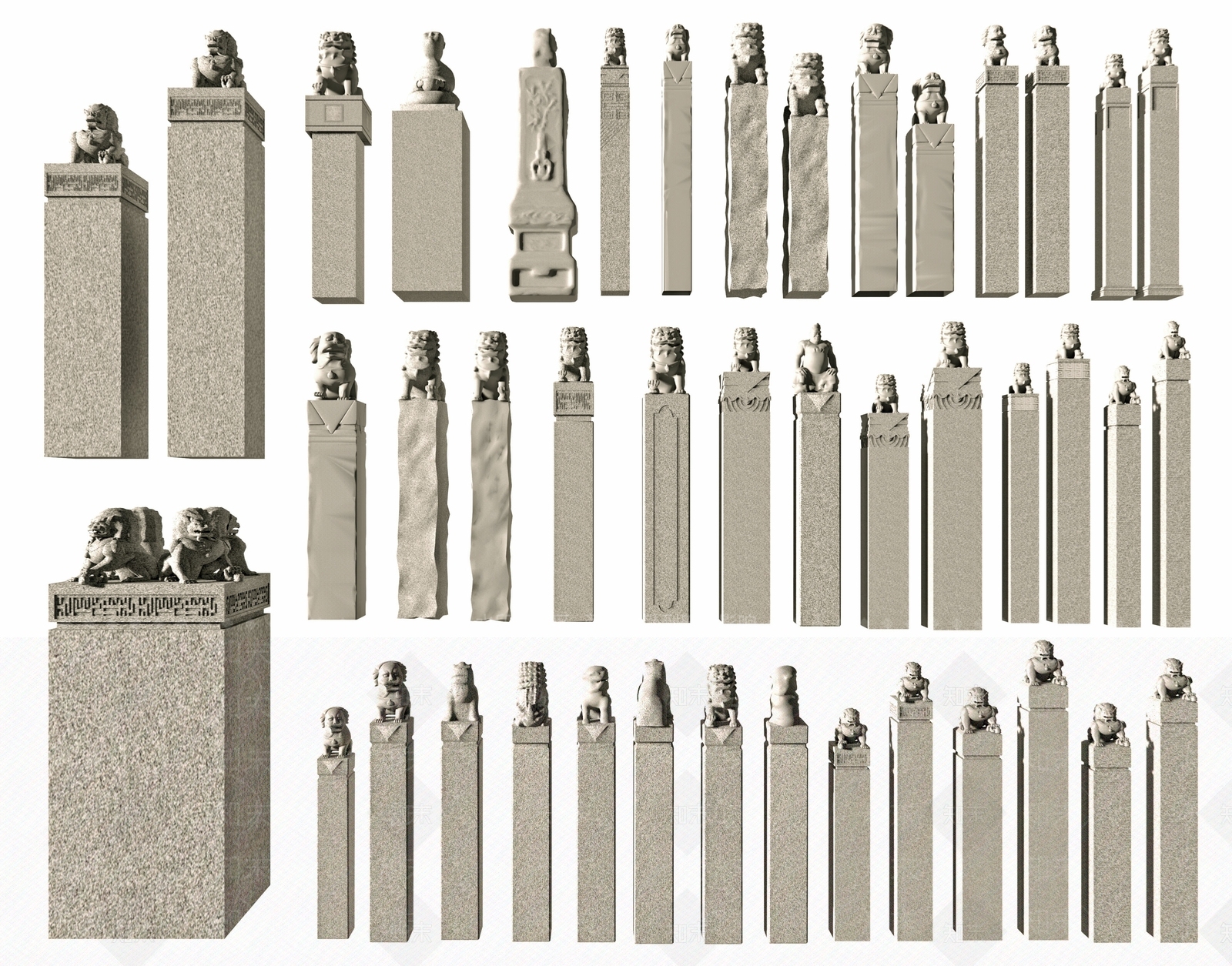 中式拴马桩3D模型下载【ID:1185396584】