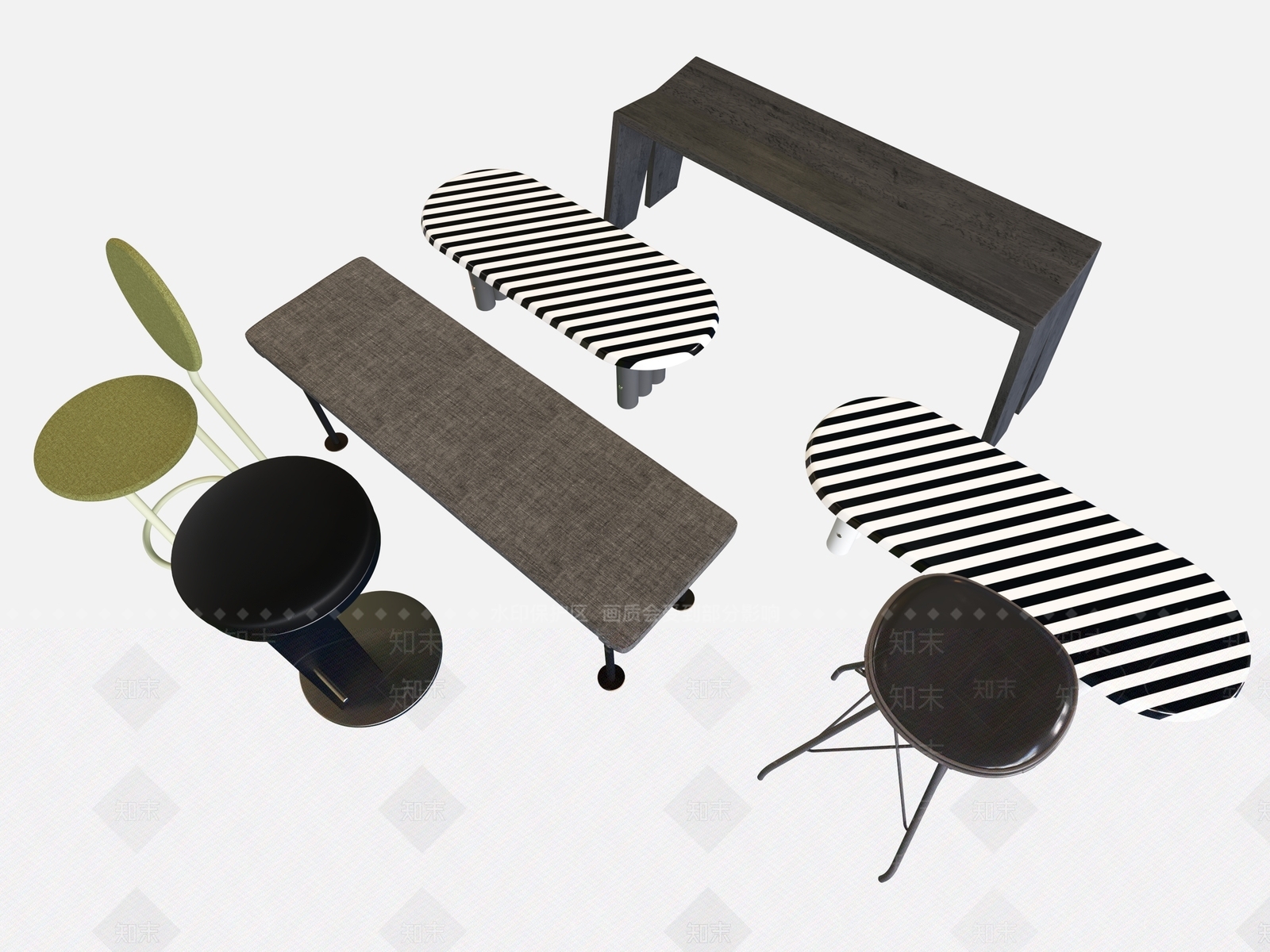 现代吧凳3D模型下载【ID:1185398030】