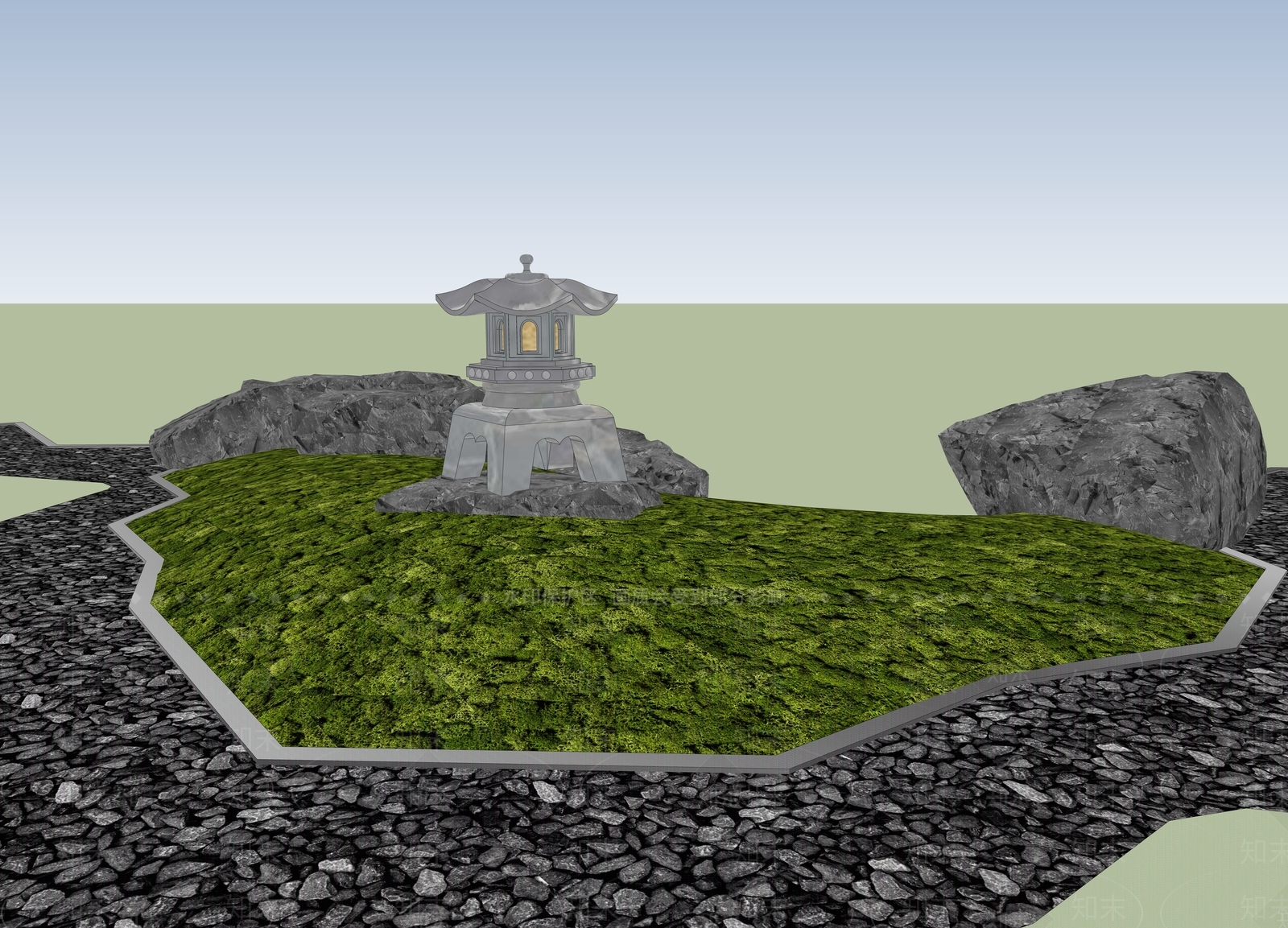 日式景观灯SU模型下载【ID:1185402631】